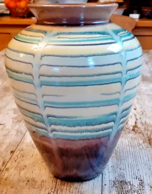 Large  Ceramic Vase Art Pottery Vintage Art Deco Hand Painted