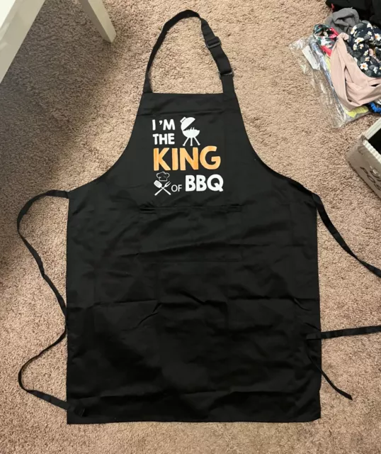 NEW I'm the King of BBQ Apron Funny Gift for Guys Fits Large Men