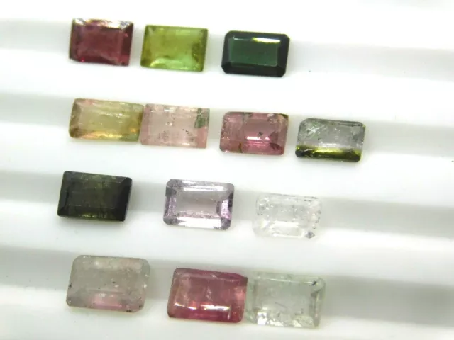 7.30 CT 13 Pièces en Gros Lot Naturel Multi Octogone Coupe Tourmaline Vrac Gemme