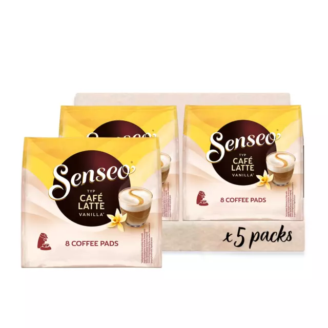 Senseo Pads Café Latte Vanilla, 40 Kaffeepads, 5Er Pack, 5 X 8 Getränke, 460 G