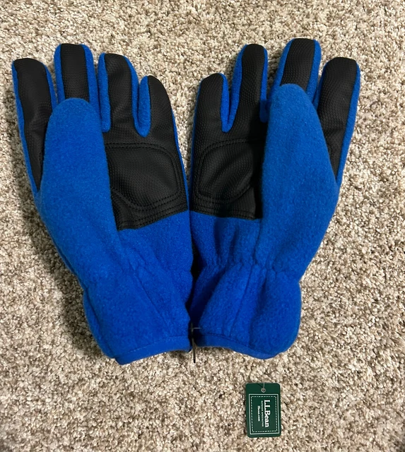 LL Bean Kids Youth Mountain Classic Fleece Gloves Lined Blue Large NEW 505078