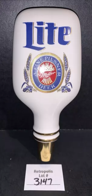 Miller Lite White Beer Tap Handle 6"