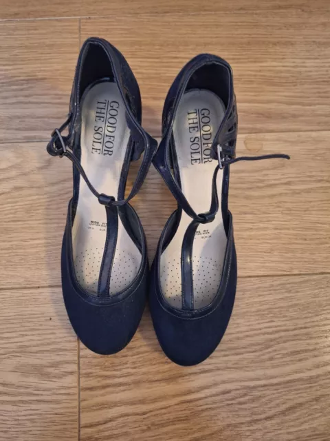 Ladies Navy Suede Effect Shoes Size 6