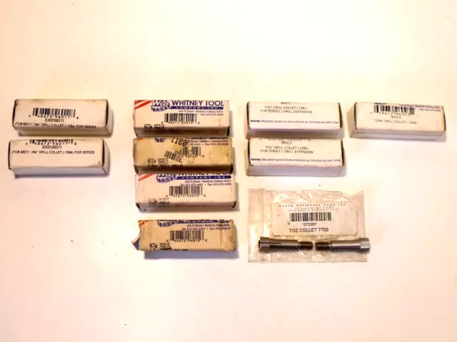(11) Whitney Tool / North Attleboro Drill Extension Collets, Assorted Sizes
