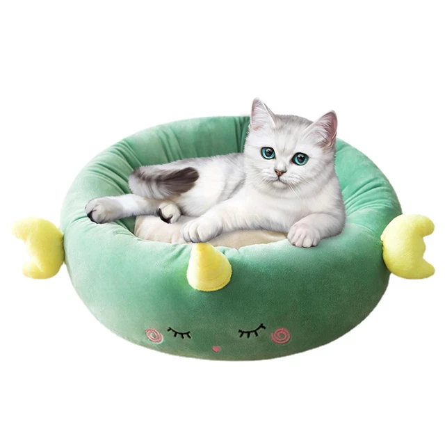 Pet Dog Cat Calming Bed Warm Soft Plush Round Cozy Nest Comfortable Sleeping Mat