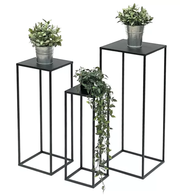 Blumenhocker Metall Schwarz Eckig 70 - 50 cm Blumenständer Beistelltisch Modern