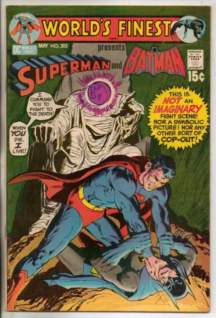 DC Comics Worlds Finest #202 May 1971 Superman & Batman VF+