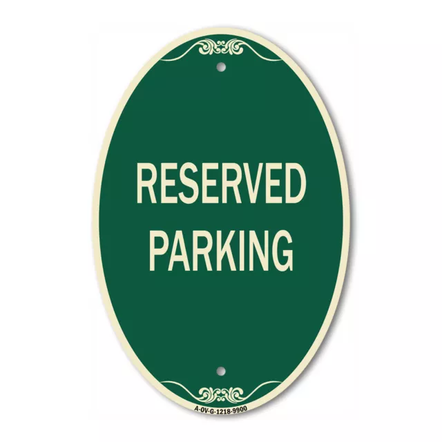 Designer Series Oval Sign - Reserved Parking | Green & Tan Heavy-Gauge Aluminum