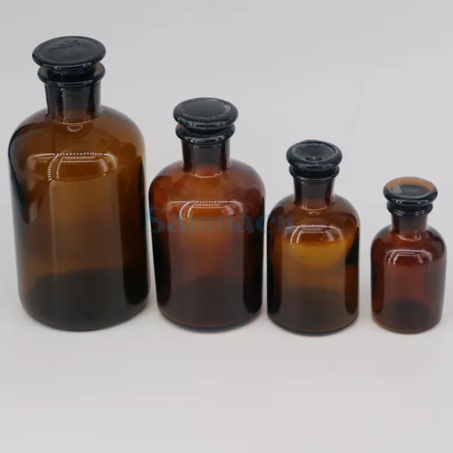 60-2500ml Brown Glass Narrow Mouth Bottle With Stooper Lab Chemistry Glassware