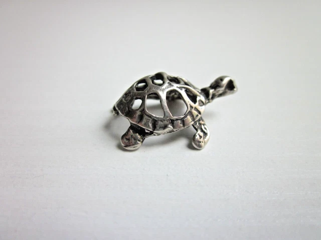 Tartaruga in Argento 800-Realizzata con Tecnica Microfusione-2,5 X 1 cm-Vintage