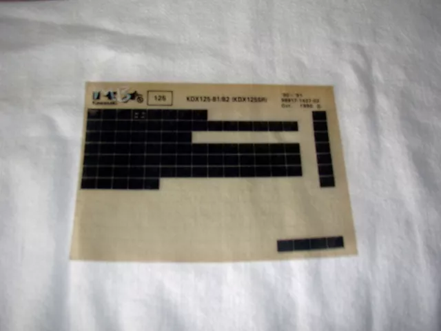 Kawasaki Kdx125 Kdx 125 B1/B2  (Kdx125Sr)  Gen Part Catalogue Microfiche