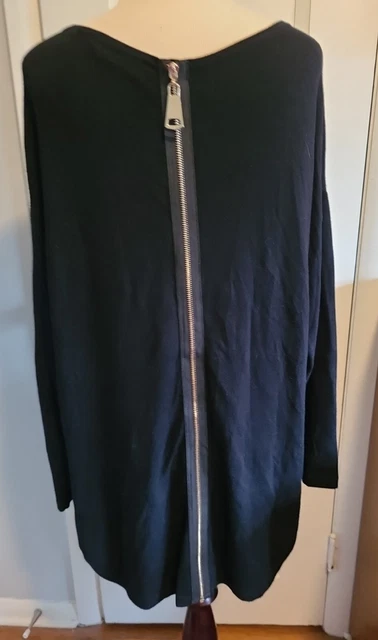 Soft Surroundings Sweater Wmns Sz L Black Margulies Exposed Back Golden Zipper