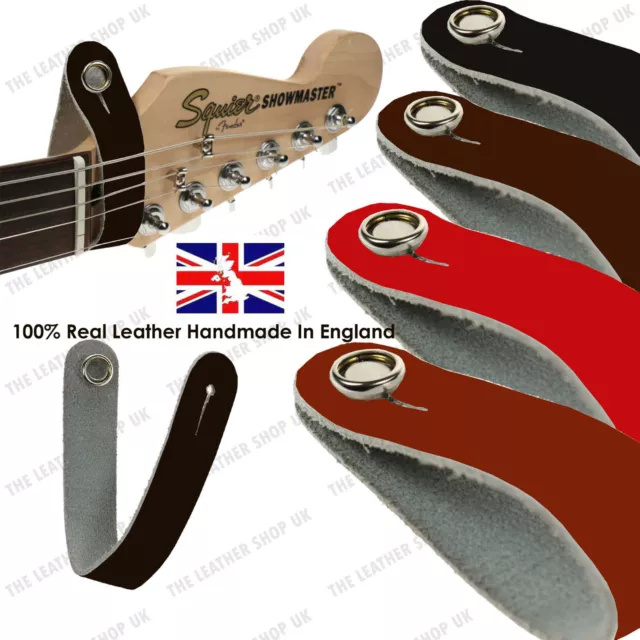 New 100% Real Leather Strap Hook For Electric/Acoustic Guitar Headstock UK Made