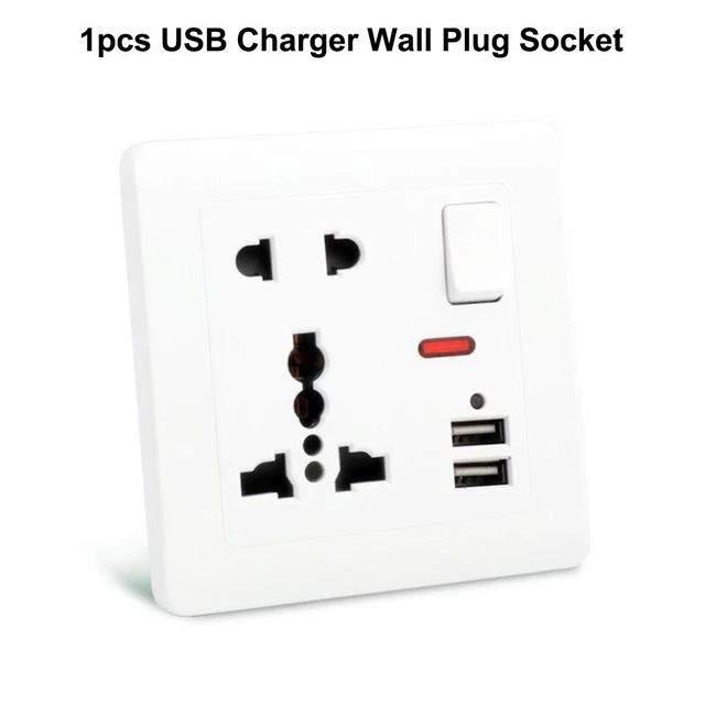 Presa da parete scheda spina presa bianca con 2 caricabatterie USB 13A
