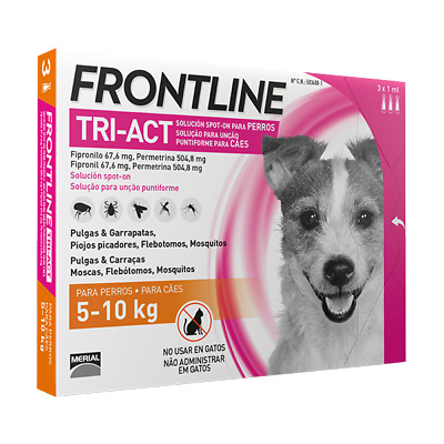Frontline Tri Act Cane da 5 a 10 kg 6 PIPETTE Antiparassitario Cani AntiPulci