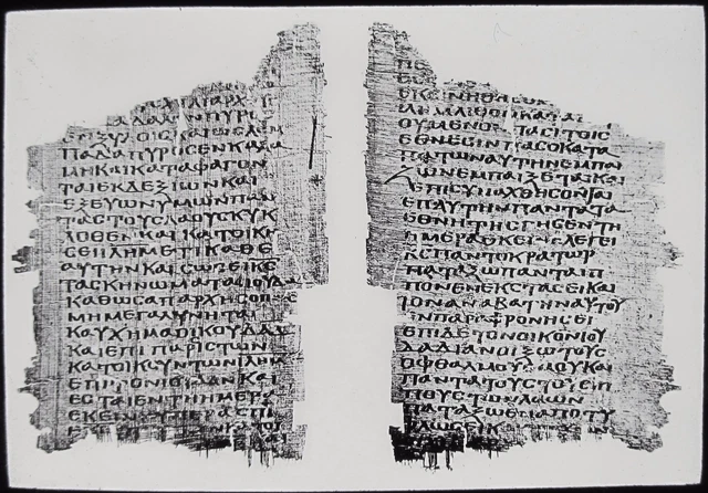 Glass Magic Lantern Slide WRITING ON PAPYRUS - BOTH SIDES C1900 PHOTO