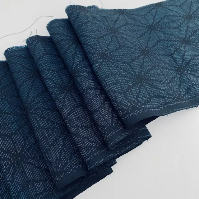 Starlet #E 6.5x37 Indigo Dyed Vintage Oshima Tsumugi Kimono Silk Fabric OS34