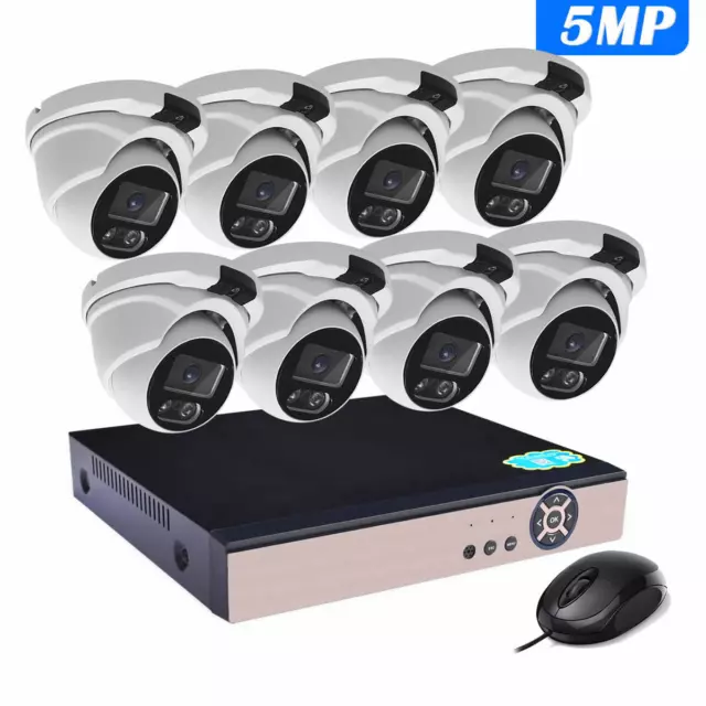 5Mp Turret Cctv Camera System Home Outdoor Security 4K Hd Dvr With Hard Drive Uk