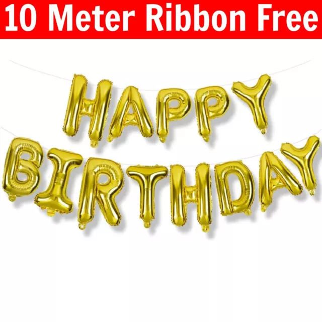 Happy Birthday Balloon 16"Banner Balon Bunting Self Inflating Birthday Party dec