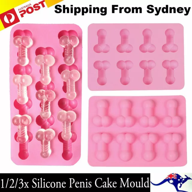 1/2/3x Hens Party Penis Willy Dick Silicone Ice Tray Chocolate Cake Jelly Mould