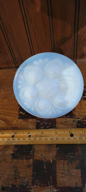 Antique  single large SANDWICH GLASS  Curtain TIE BACKS Opalescent 1860's 4.5 in
