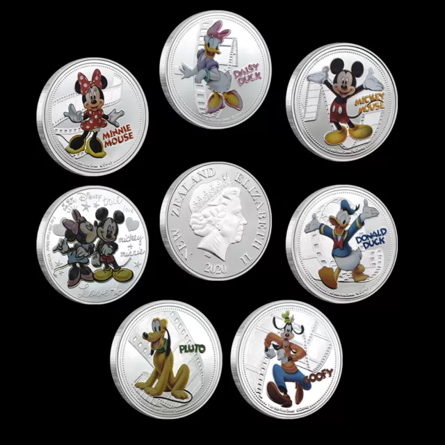 7Pcs Mickey Mouse Und Seine Freunde Versilberte Gedenkmünzen Set - Disney