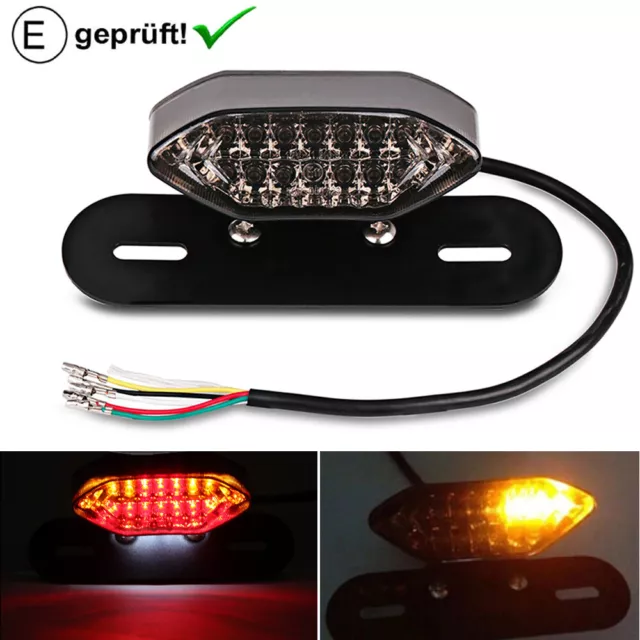 LED Rücklicht Kennzeichenhalter Bremslicht Blinker E-geprüft Motorrad Quad ATV