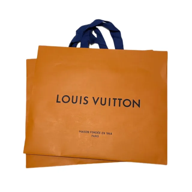 Authentic LOUIS VUITTON Orange Paper Mini Shopping Gift Bag - 5.5” x 4.5” x  3”