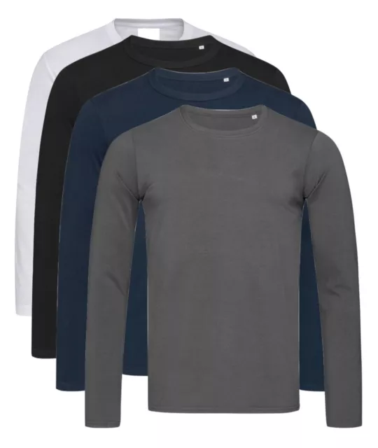 Stedman Mens Plain Slim Fitted Fit-T Cotton Long Sleeve Tshirt Tee T-Shirt