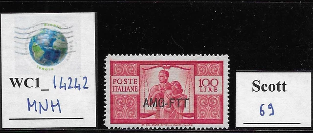 WC1_14242. ITALY: TRIESTE FTT. 1950 100 L. DEMOCRATICA stamp. Scott 69. MNH