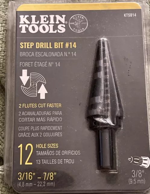 *BRAND NEW* - Klein Tools KTSB14 Step Drill Bit #14  12 Hole Sizes Unibit