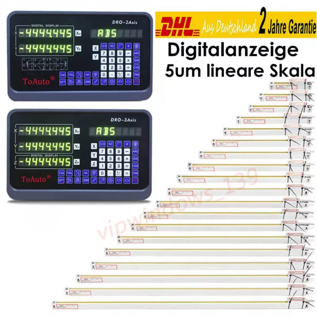 2/3 Achsen Digitalanzeige DRO 5µm lineare Skala Scale TTL Fräsdrehmaschine CNC