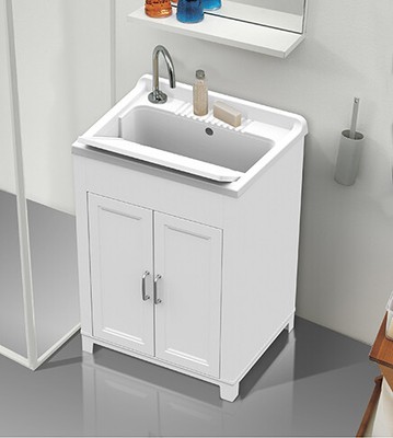 1 anta,vasca e asse lavapanni,resina bianco in kit Mobile lavatoio,cm.45x50x85 