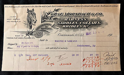 1903 GRAF MORSBACH CO Harness SADDLES Collars BRIDLES Cincinnati Ohio Bill Head