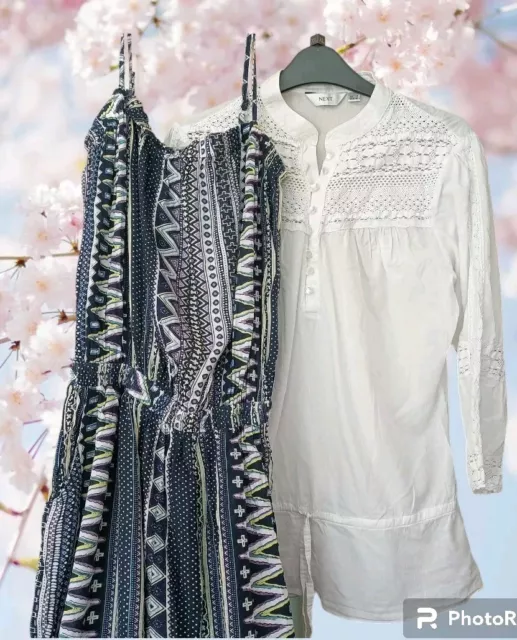 Spring Summer Bundle Size 12 NEXT white Lace Vintage Top & Jumpsuit Beach wear