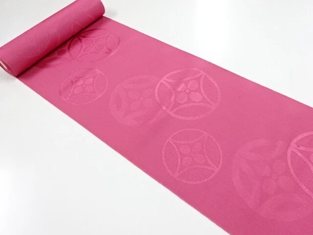 6567443: Japanese Kimono / Antique Bolt For Hassun Obi / Woven Floral Shippo Pat