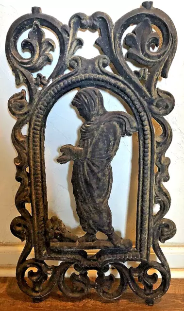 Antique Cast Iron Architectural Salvage Panel Gate Section Garden Figure Rare