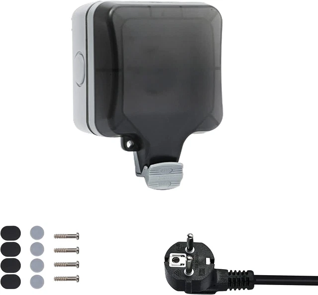 Kit de Prise Exterieure Etanche Ip66 avec couvercle à charnière pour extérieur