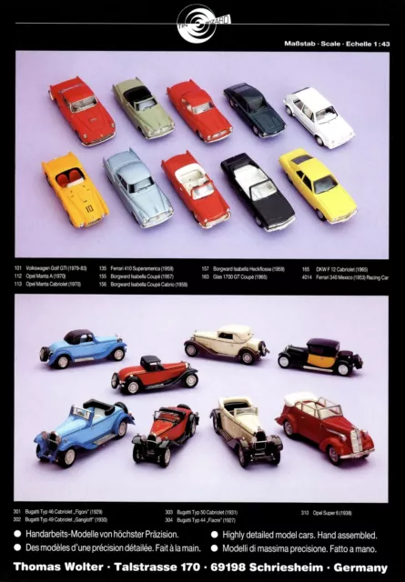 Thomas Wolter Modellautos Prospekt 1995 Modellautoprospekt brochure model cars