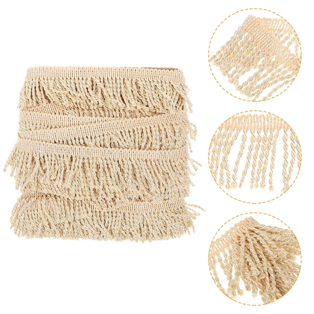 Franges En Coton Gland - 8cm Large - 2.7m Long - Blanc Lait - Pour Couture Et Décoration