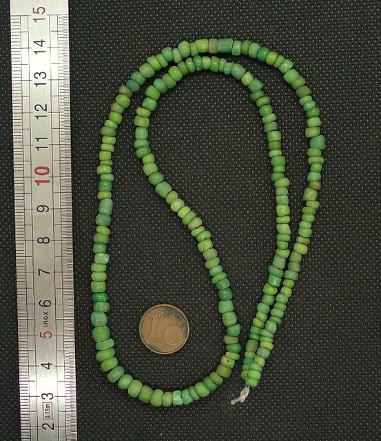 50cm Perle Verre Ancien Fouille Ancient Excavated Indo Pacific Green Glass Beads 3