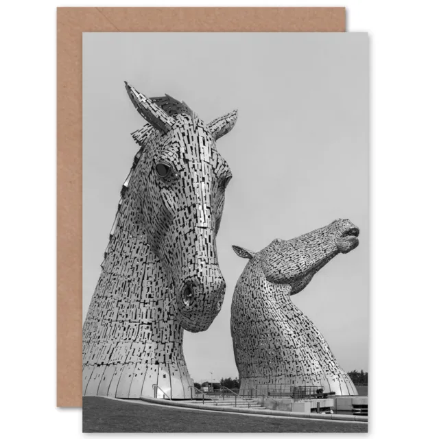 Kelpies Horse Sculptures Falkirk Scotland Blank Greeting Card With Envelope