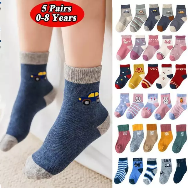 5 Pairs Baby Socks Newborn Boy Girl Cute Short Socks Cotton Toddler Cartoon Sock