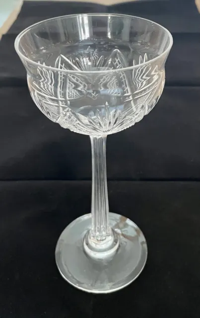 6 x Art Déco Weingläser als Hohlstängel mit wundervoll Schliff - Kristallglas