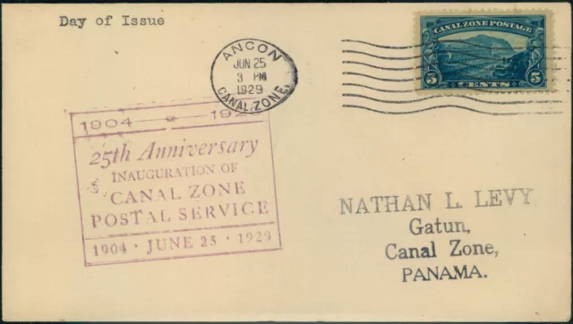 Panama Kanalzone; 5 C. Gallard-Durchstich auf Ersttagscouvert  "ANCON"  25.6.29