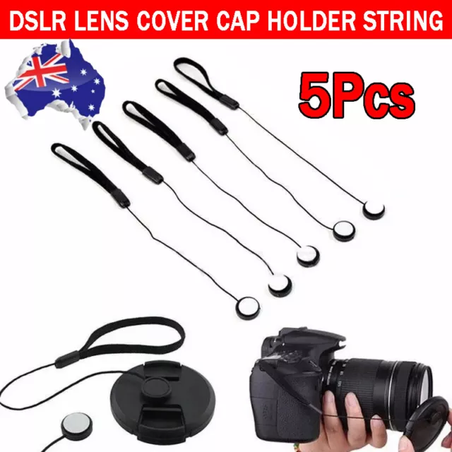 5Pcs Lost Lens Cover Cap Keeper Holder Rope Hanging Cord Camera SLR Cover String