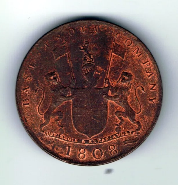 1808 India 10 Cash coin