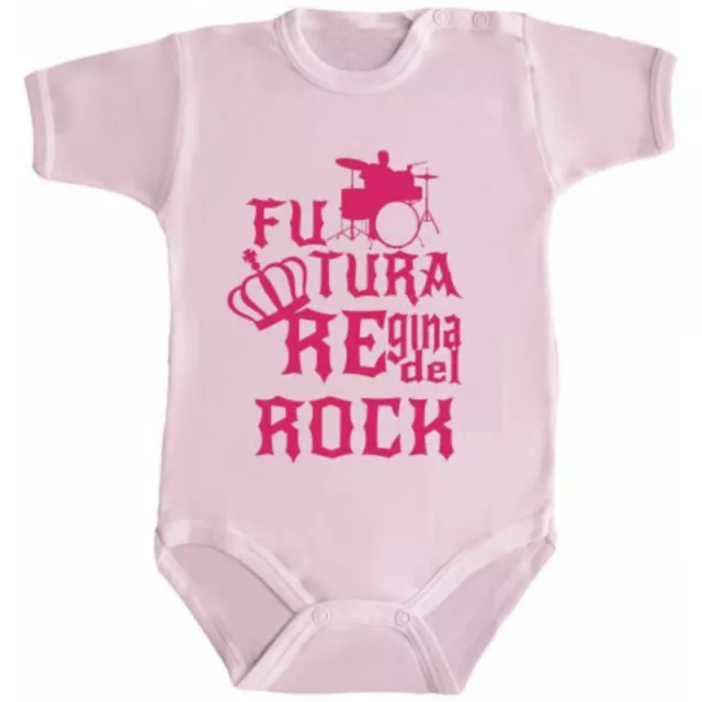 Body Neonato Bimba Futura Regina Del Rock Manica Corta Lunga Cotone