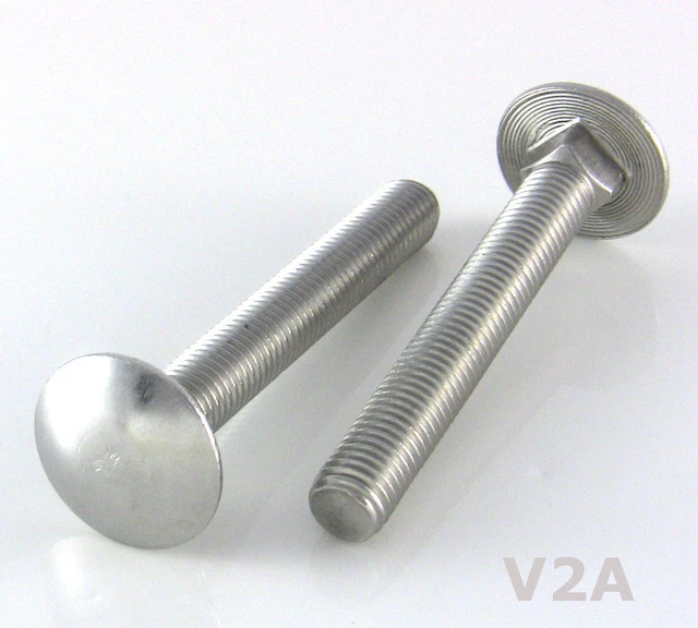 Viti A Testa Tonda Con Attacco Quadrato M12x50 Mm - Acciaio Inox A2, 20 Pezzi, Filettatura Completa - Foto 2