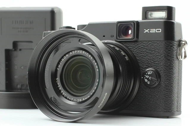 [N MINT+++ w/Hood] Fujifilm X Series X20 12.0MP Digital Camera Black From JAPAN